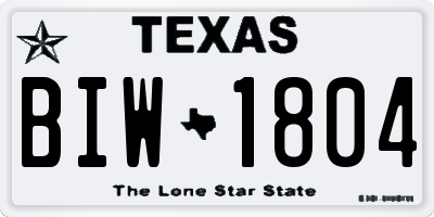 TX license plate BIW1804