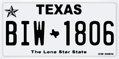TX license plate BIW1806
