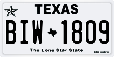 TX license plate BIW1809