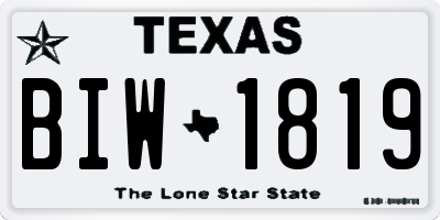 TX license plate BIW1819