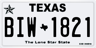 TX license plate BIW1821