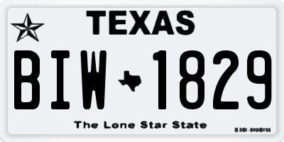 TX license plate BIW1829