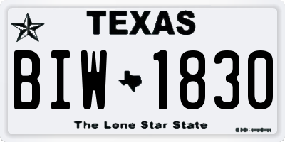 TX license plate BIW1830