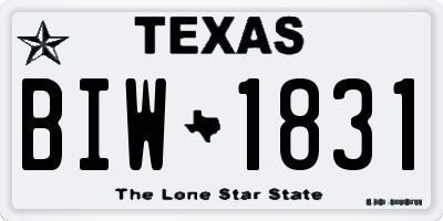 TX license plate BIW1831