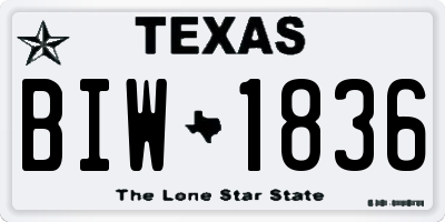 TX license plate BIW1836