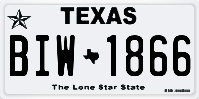 TX license plate BIW1866