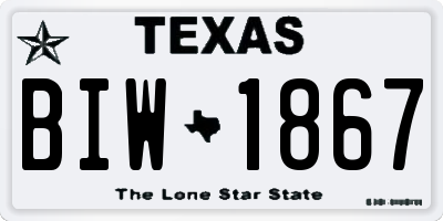 TX license plate BIW1867