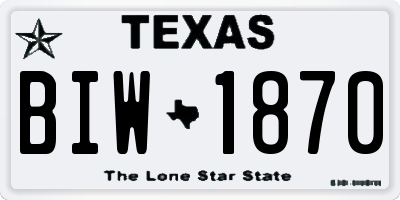 TX license plate BIW1870