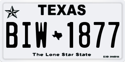 TX license plate BIW1877