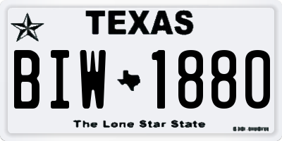TX license plate BIW1880