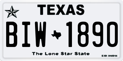 TX license plate BIW1890