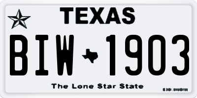 TX license plate BIW1903