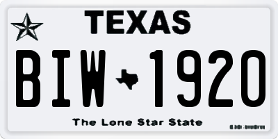 TX license plate BIW1920