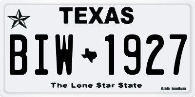 TX license plate BIW1927