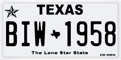 TX license plate BIW1958