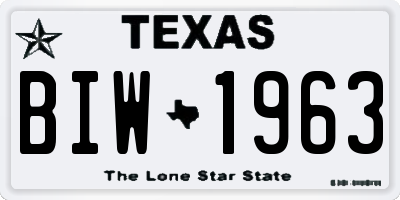TX license plate BIW1963