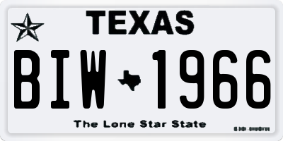TX license plate BIW1966