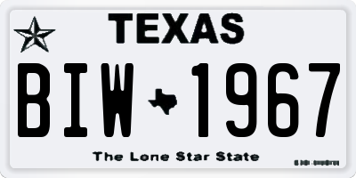 TX license plate BIW1967