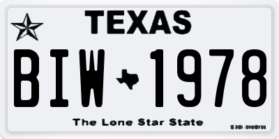 TX license plate BIW1978