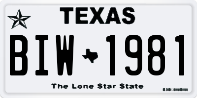 TX license plate BIW1981