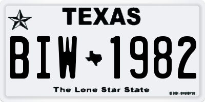 TX license plate BIW1982