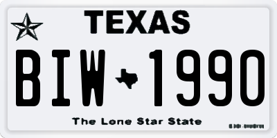 TX license plate BIW1990