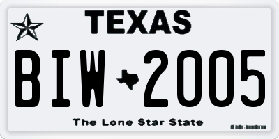 TX license plate BIW2005