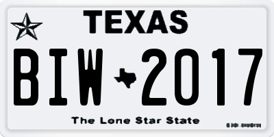 TX license plate BIW2017