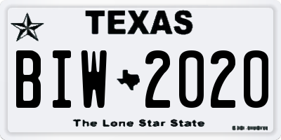 TX license plate BIW2020