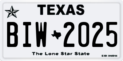 TX license plate BIW2025