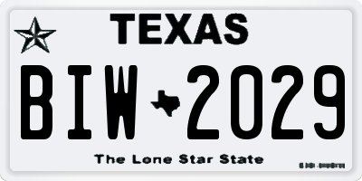TX license plate BIW2029