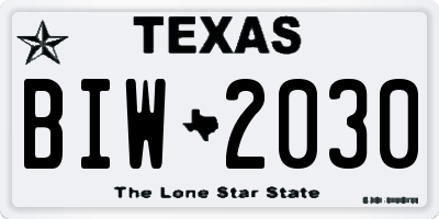 TX license plate BIW2030