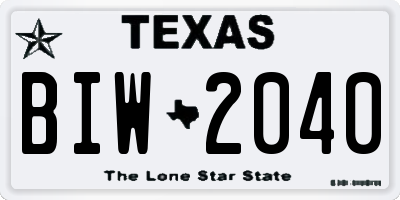 TX license plate BIW2040