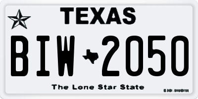 TX license plate BIW2050