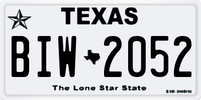 TX license plate BIW2052