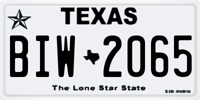 TX license plate BIW2065
