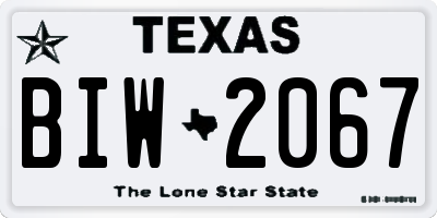 TX license plate BIW2067