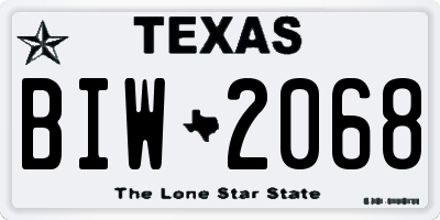 TX license plate BIW2068