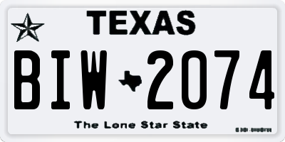 TX license plate BIW2074