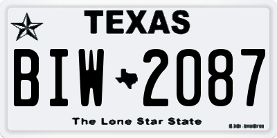 TX license plate BIW2087