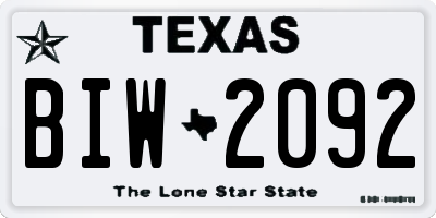 TX license plate BIW2092