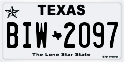 TX license plate BIW2097