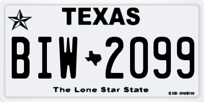 TX license plate BIW2099