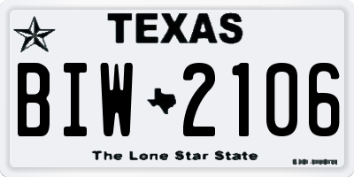 TX license plate BIW2106