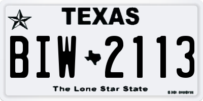 TX license plate BIW2113