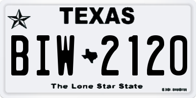 TX license plate BIW2120