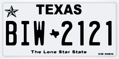 TX license plate BIW2121