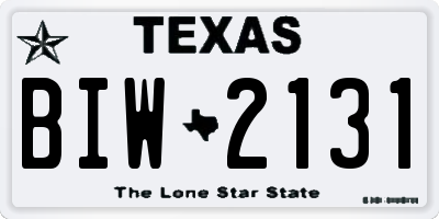 TX license plate BIW2131