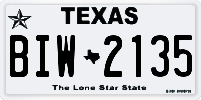 TX license plate BIW2135
