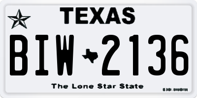 TX license plate BIW2136